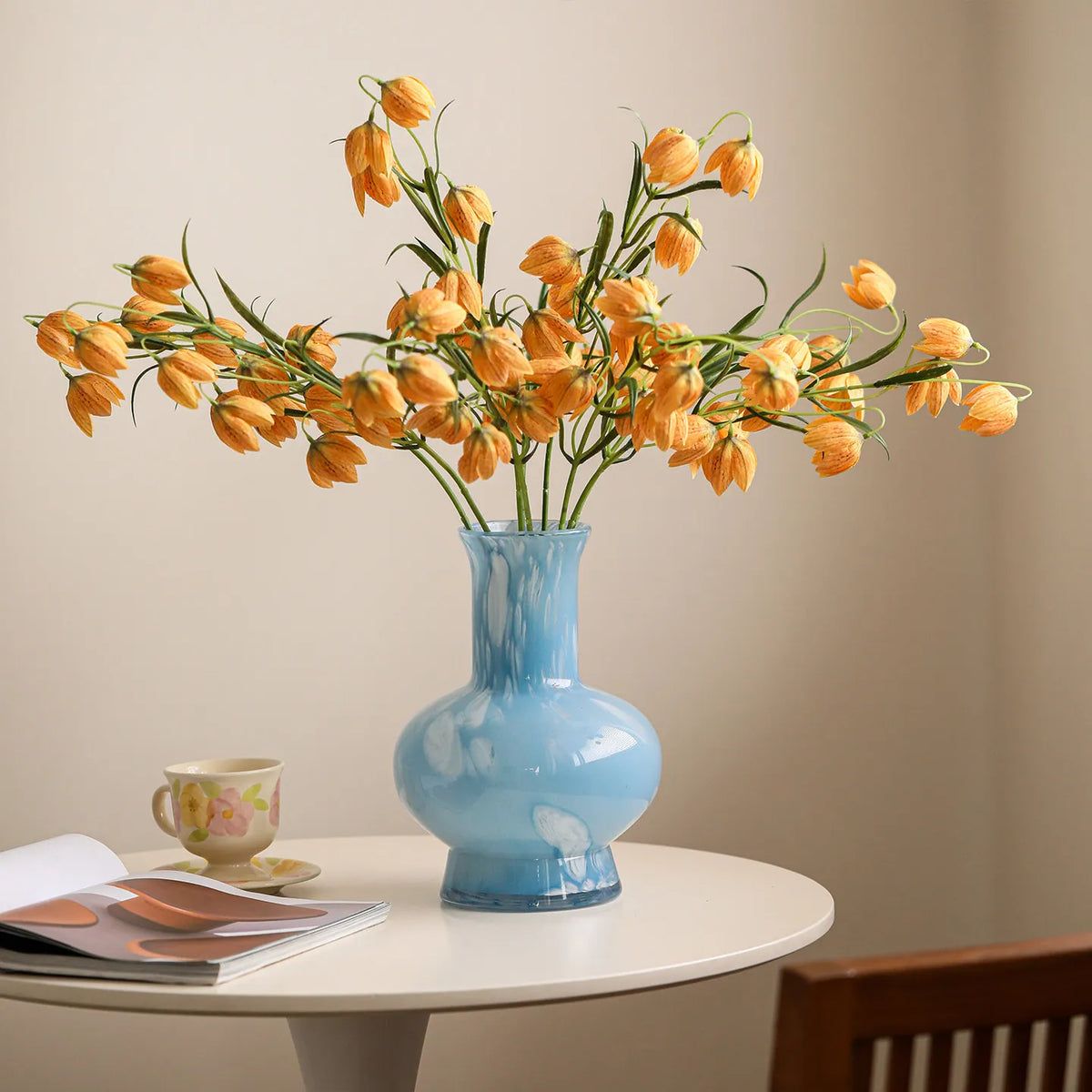 Elegant Handmade Glass Flower Vase with Unique Swirl Pattern Modern Home Decor Vase MegaBDM