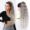 Wholesale 26inch Fluffy Ombre Blonde Water Wave Claw Clip Synthetic High Temperature Fiber Hair Ponytails Extension for Party MegaBDM