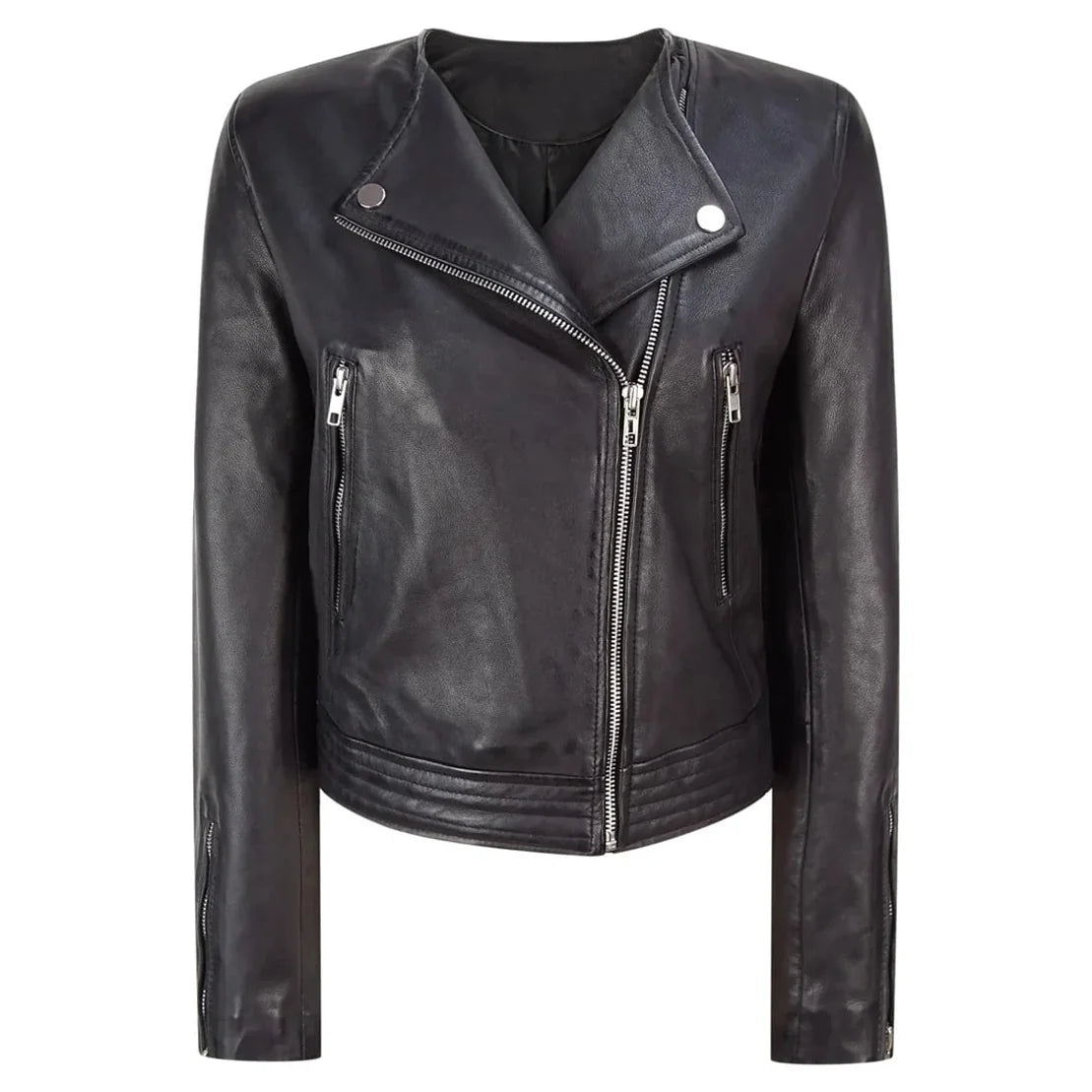 High Quality Genuine Leather Women's Biker Jacket Custom Stylish with Two Zip Pockets Most selling product
