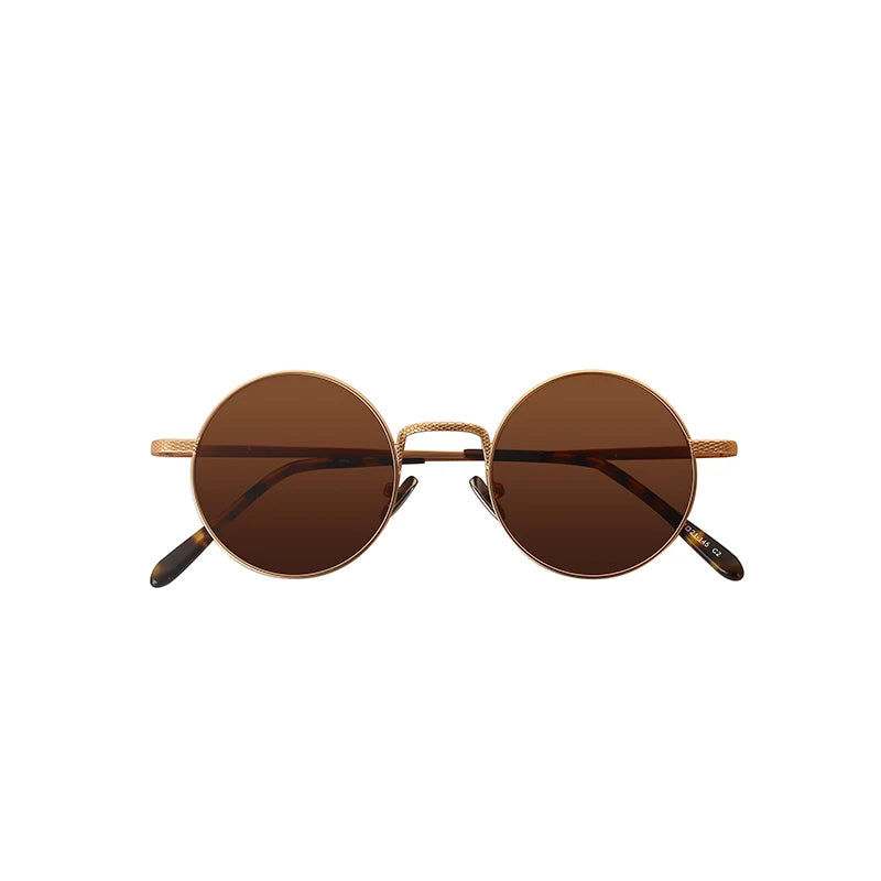 Italy Fashion Trend Metal Frame Sunglasses for Women and Men UV400 Polarized Gold Frame Tac Lenses