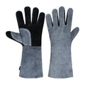 Men's Women's Heat Resistant Cotton Cowhide Suede BBQ Gloves Long Sleeve Oven Mitts Insulated Lining Grill