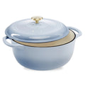 Bright Houseware Gradient Sky Blue Enamel Cast Iron Pot Custom 28cm Enamel Dutch Oven 6QT Cast Iron Cooking Pot Casserole