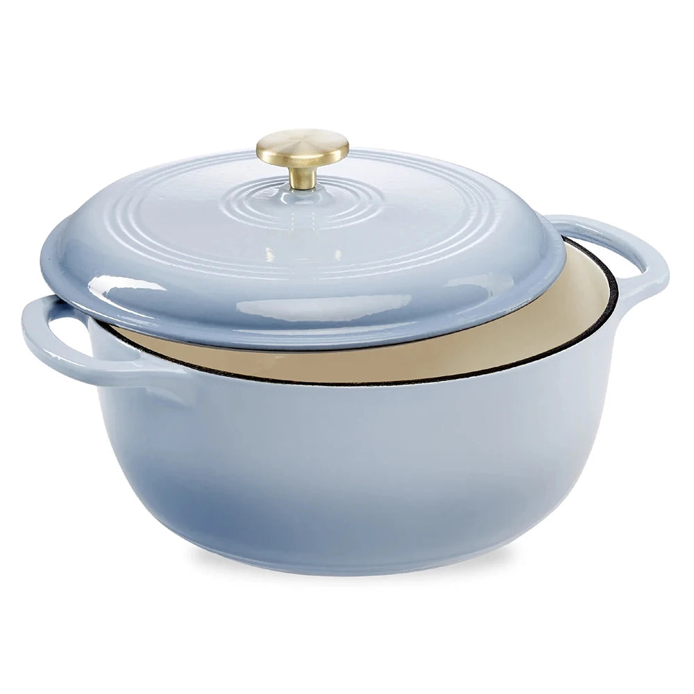 Bright Houseware Gradient Sky Blue Enamel Cast Iron Pot Custom 28cm Enamel Dutch Oven 6QT Cast Iron Cooking Pot Casserole