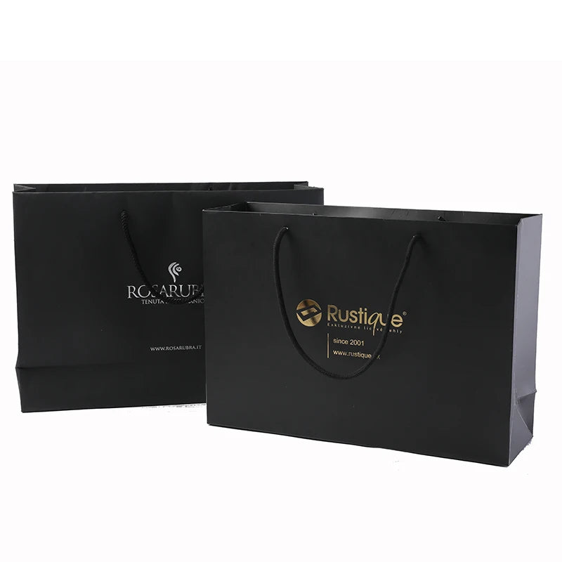 Custom logo Printed Luxury Retail Store Black Color Clothing Jewelry Gift Nail Polish Oil Packaging Art Paper Shopping Bag MegaBDM