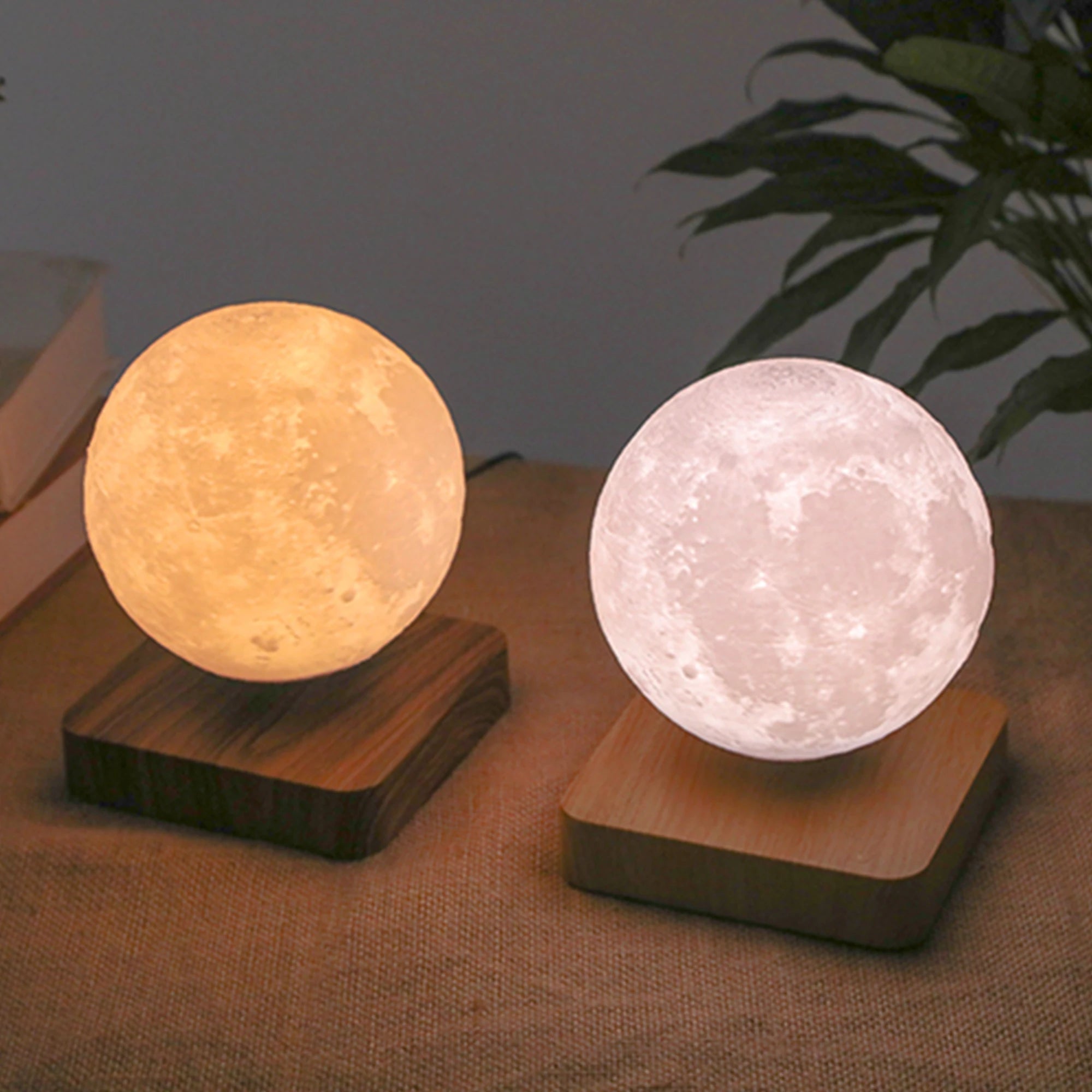 Minimalist Design Brightness 3D Printing Lunar Lamp Color Changing 3D LED Magnetic Levitation 14cm Moon for Bedroom Night Light