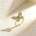 QIKU Butterfly Shape 5 Colors Rhinestone Adjustable Rings Zircon Copper Opening Jewelry Accessories Gift Wholesale Dropshipping