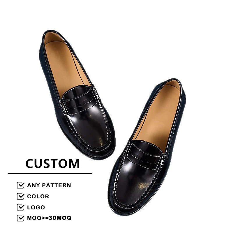 New Style Stylish Genuine Leather Loafers for Men High End British Brand Round Toe Shoes for Wedding MegaBDM