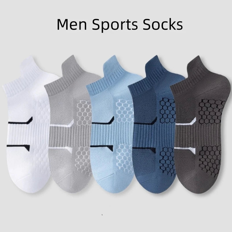 Men's Solid Color Mesh Breathable Sports Running Socks Massage Bottom Sweat Absorbing Cotton Socks MegaBDM