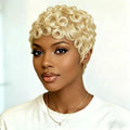 613 Side Part Pixie Cut Wig Human Hair Short Layered Wigs with Bangs Full Machine Made Wigs for Women Daily Use MegaBDM