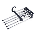 Stainless Steel Folding Pant Rack 5 in 1 Magic Trouser Rack Hangers Tie Hanger Shelves Bedroom Closet Organizer Wardrobe Storage