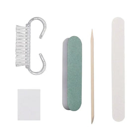 Disposable Professional Manicure Kit Set with Nail File Mini Buffer Wood Stick-Plastic Durable Box Packaging