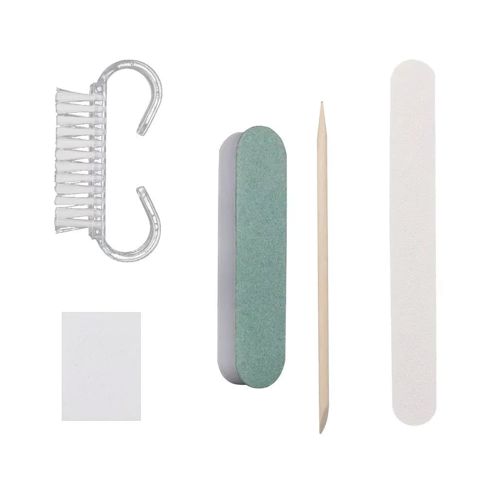 Disposable Professional Manicure Kit Set with Nail File Mini Buffer Wood Stick-Plastic Durable Box Packaging MegaBDM