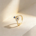 QIKU Eye Shape Opening Adjustable Rings Women Copper Zircon Unusual Jewelry Accessories Unisex Charm Gift Wholesale Dropshipping