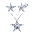 Jewelry Set Star Stud Earrings Moissanite Real 925 Sterling Silver Star Necklace for Women