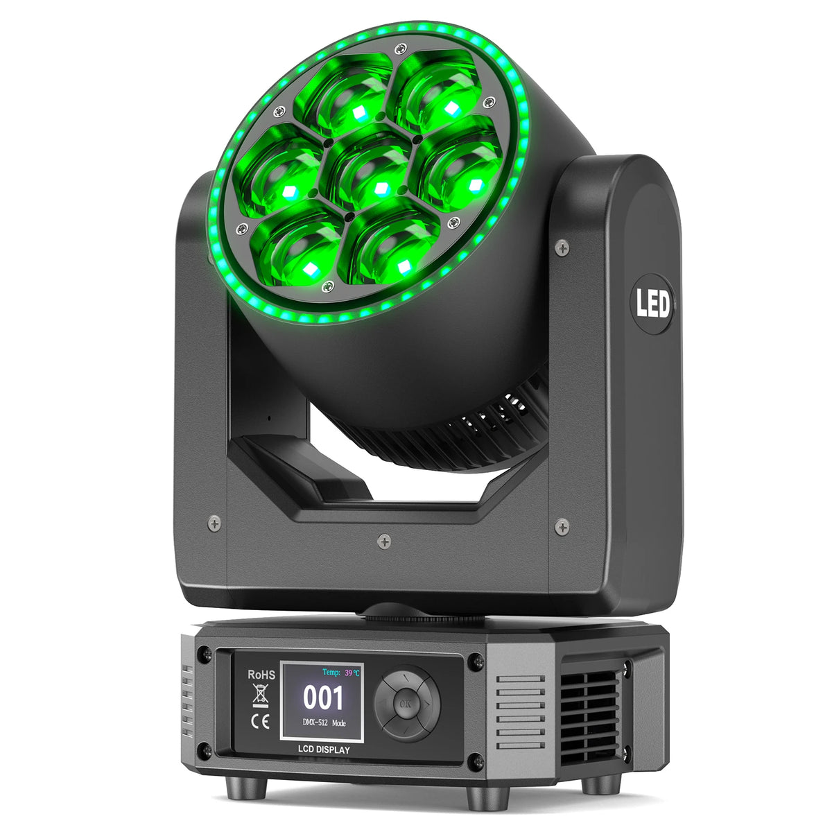 U`King 7X30W RGBW 4in1 Bee Eye Moving Head Beam Light LED Zoom Wash Stage Effect Lights for DJ Disco Party Bar Club Wedding MegaBDM