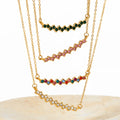 Women's Waterproof Stainless Steel Collarbone Pendant Necklace Gold Plated Zircon Chains Classic Style