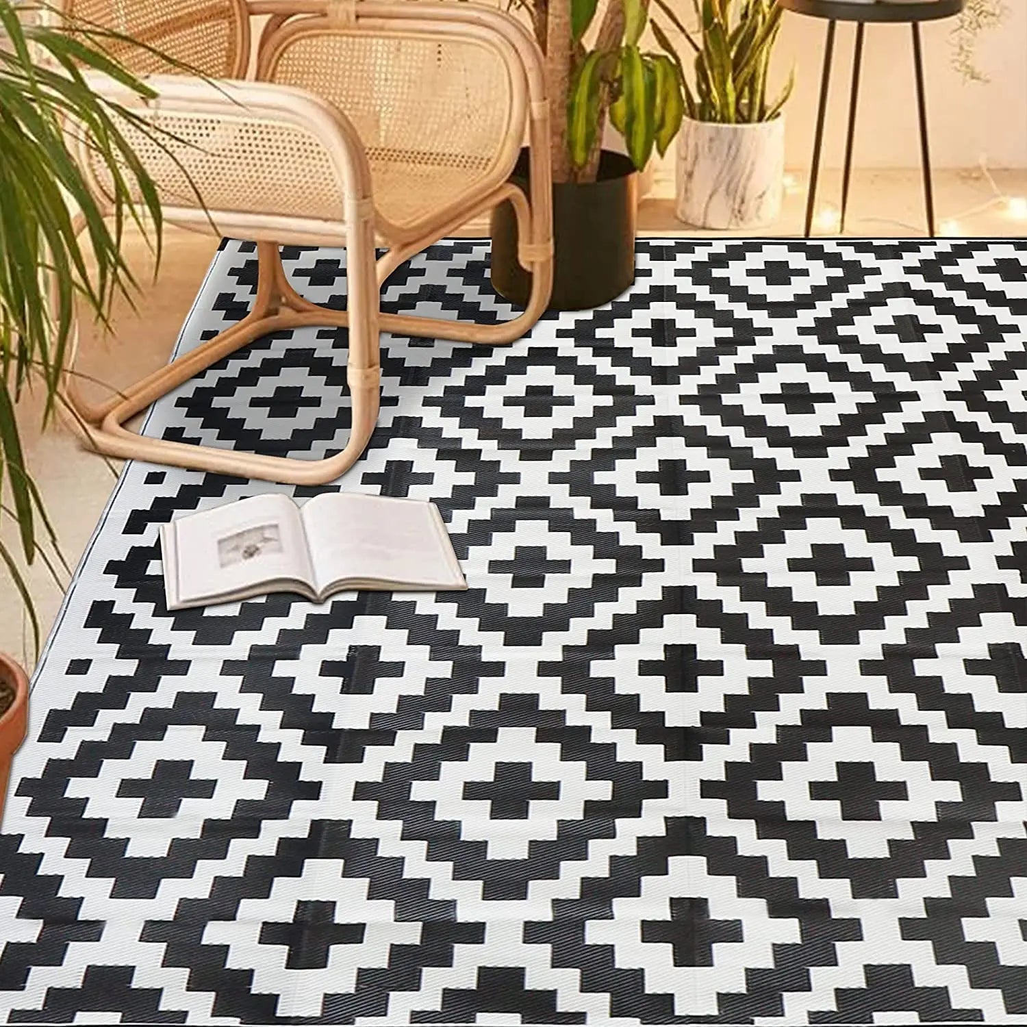 Outdoor Rug for Patio Clearance Anti Sand Beach Mats Outdoor Garden Carpets Waterproof Machine Made Pet Friendly Non-Slip Picnic