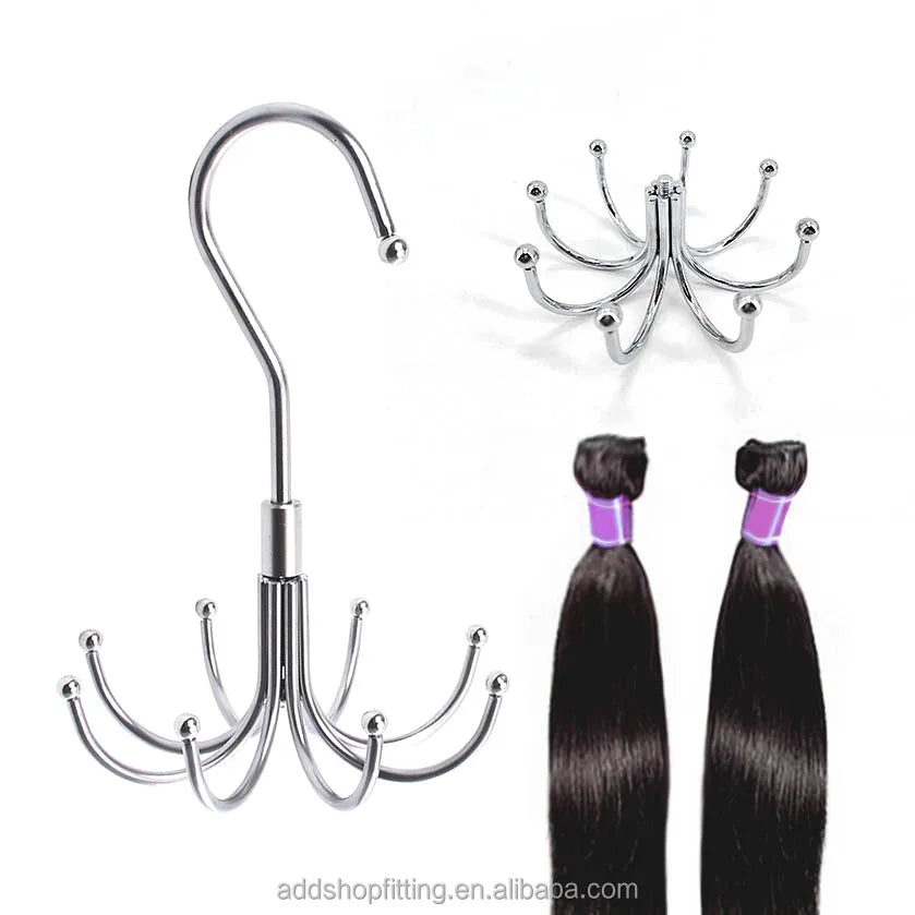 8 Hooks Steel Chrome Rotating Heavy Duty Commercial Salon Use Display Wig Hair Extension Hanger