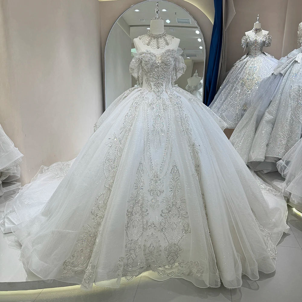 Jancember DW0043 Glaromous Sweetheart Beading Puffy Wedding Dresses for Women MegaBDM