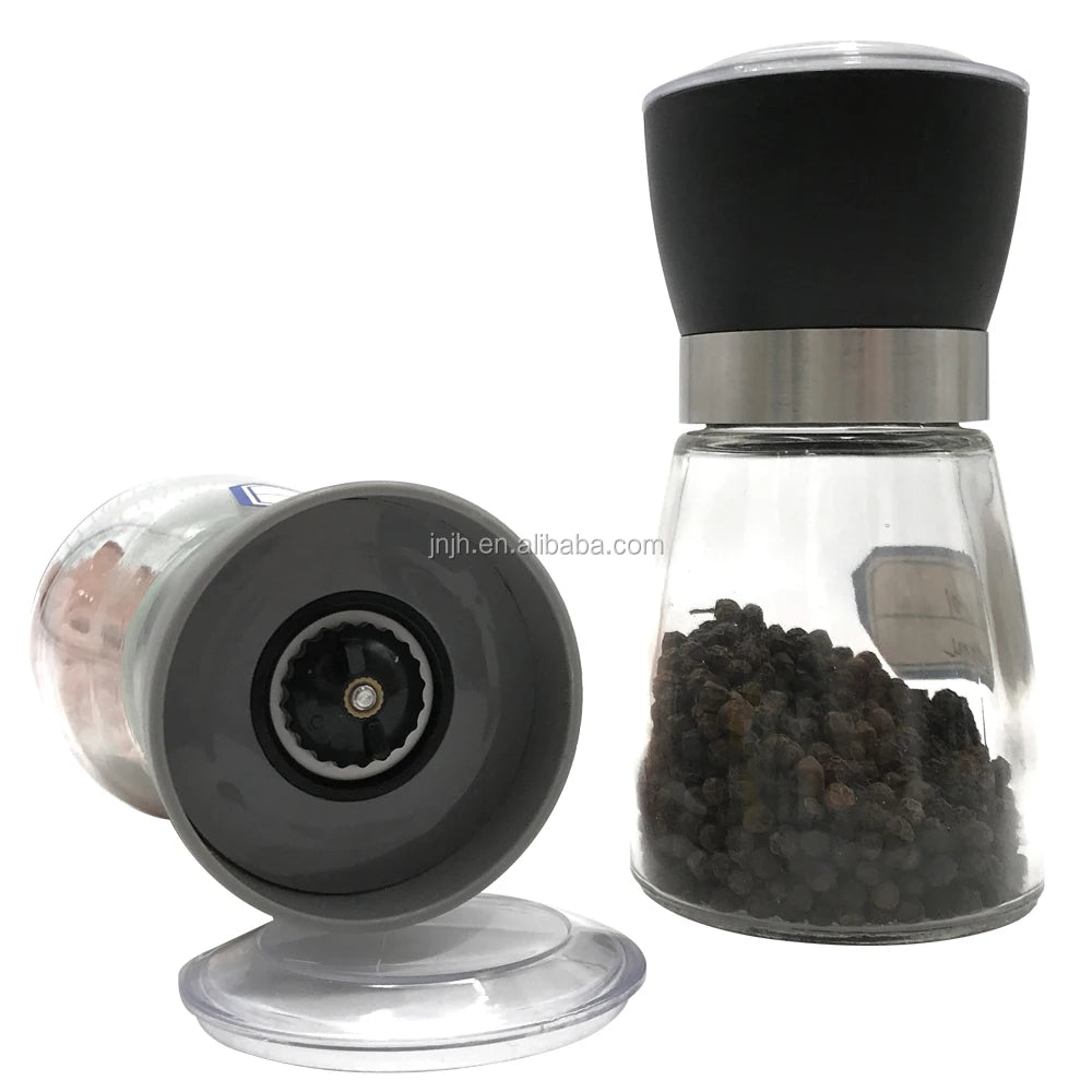 160ML Kitchen  Adjustable Manual Pepper Grinder Mill Black Salt and Pepper Grinder With Glass Bottle