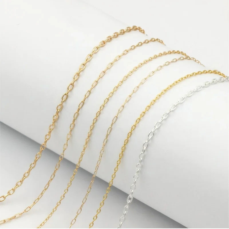 GP US 1.1mm 1.18mm 1.52mm Round Oval Cable Rectangular 14k Gold Filled Permanent Jewelry Chains Elongated Oval Link Chain
