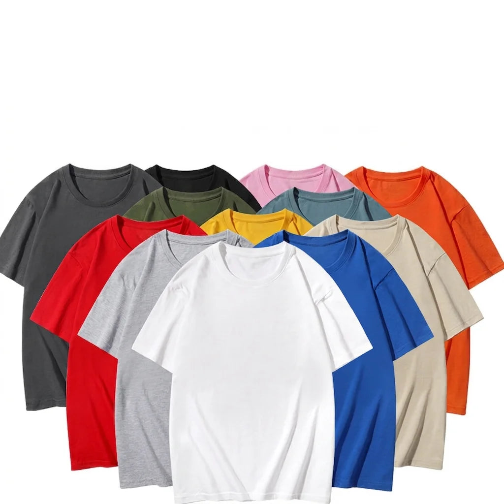 BD China Factory OEM Customized Logo Embroidery 180G Combed Cotton CVC Cultural Round Neck Casual Short Sleeve Unisex T Shirt MegaBDM