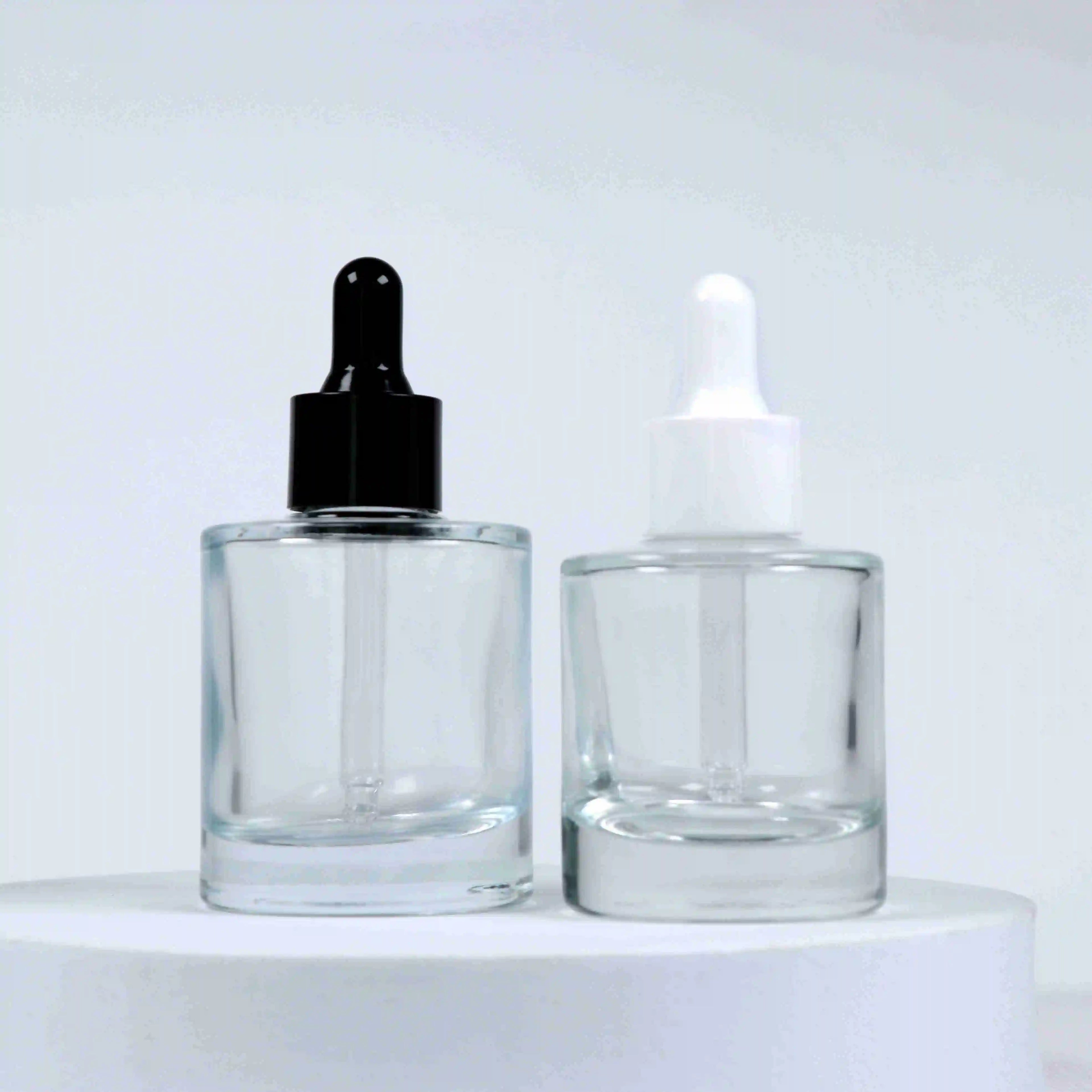 Wholesale Clear Amber Glass Dropper Bottle for Hair Serum Surface with Hot Stamping and Silk Screen Printing