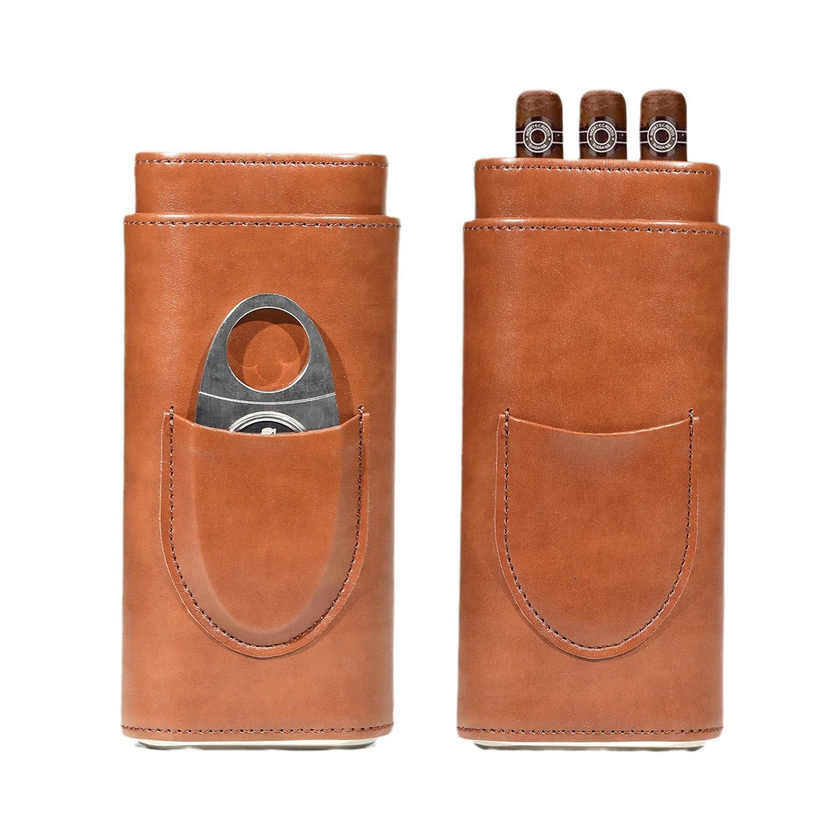 Factory Price Cigar Box PU Leather Storage of 3 Cigar Travel Portable Cedarwood Humidifying Cigar Holder MegaBDM
