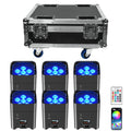 U`King 6x18w LED Wireless Uplights RGBWA UV 6in1 Battery Powered Par Lights With Charging Flight Case for DJ Wedding Party Event MegaBDM