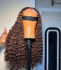 Invisible and Tangle-free Brown Color Brazilian Human Hair100% Burmese Pixie Curly Wig13x4 Lace Front Human Hair Wigs for Women MegaBDM