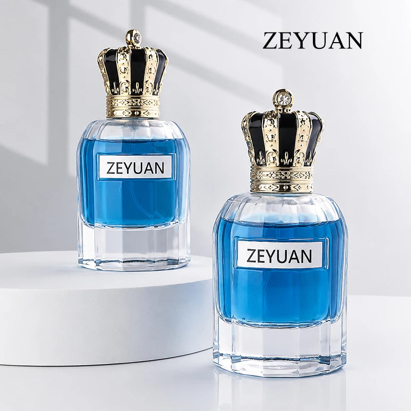 Luxury 90ml Empty Glass Perfume Spray Bottle with Royal Crown Cap Thick Base Fine Mist Spray Bottle MegaBDM