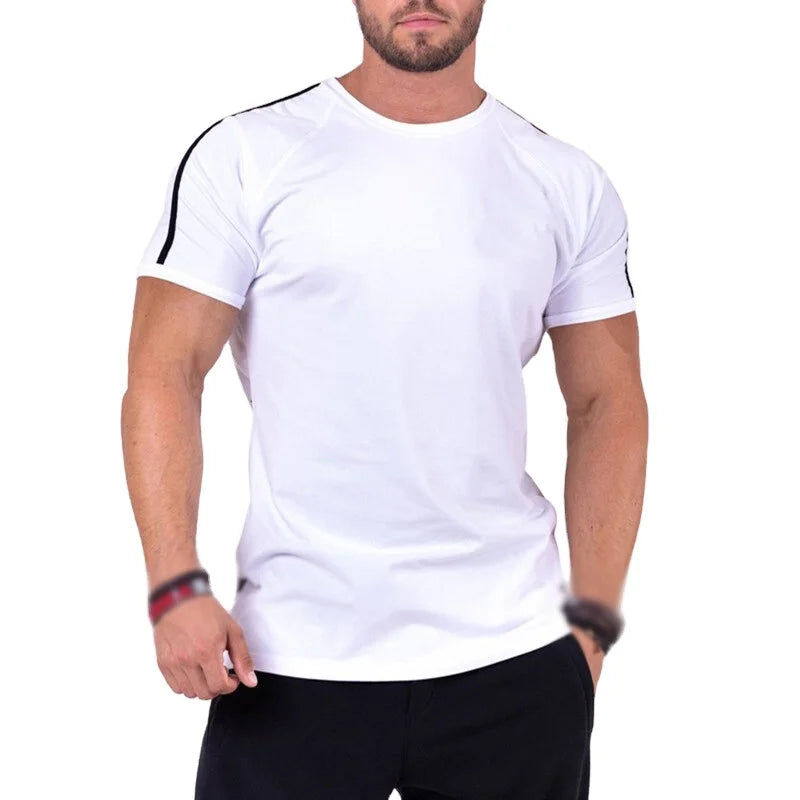 100% Cotton Men's T-Shirt Brand New Skinny Fit Design for Running Fitness Bodybuilding Workouts Black Sports T-Shirt