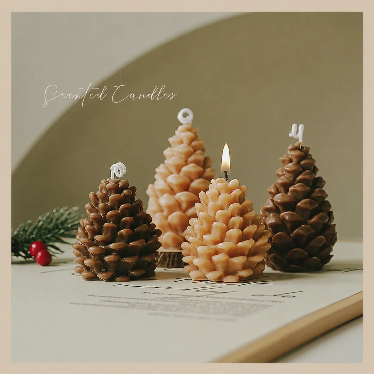 Wholesale Pine Cone Scented Candles Handmade Christmas Wax Ornaments for Winter Table Centerpieces and Seasonal Gift Sets MegaBDM