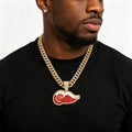 Iced Out America National Hockey League Charm Jewelry HipHop Alloy Gold Plated NHL Detroit Red Wings Teams Fans Pendant Necklace
