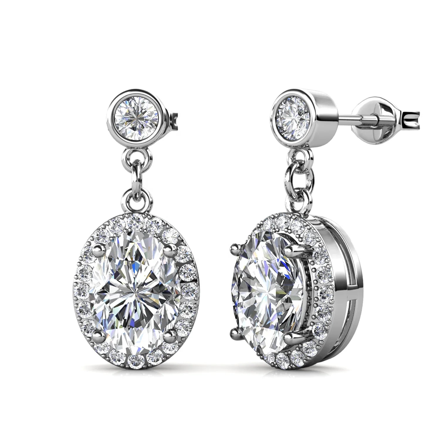 Luxury Moissanite Diamond 925 Sterling Silver Oval Cut Dangle Drop Earrings Women Wedding Jewelry Destiny Jewellery