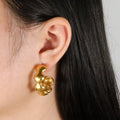18K Gold Plated Wavy Chunky Hoop Earrings Minimalist Irregular Bubble Design Fashion Jewelry