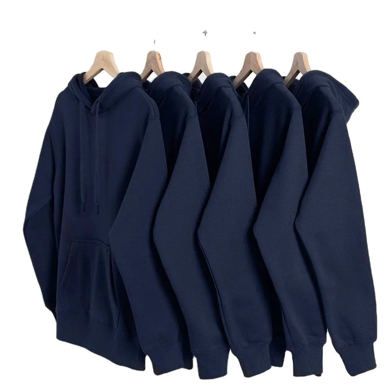 China Bangladesh Factory Price OEM Customized Logo Embroidery Mens 500g Heavyweight Hooded Loose Fit Casual Autumn Winter Hoodie