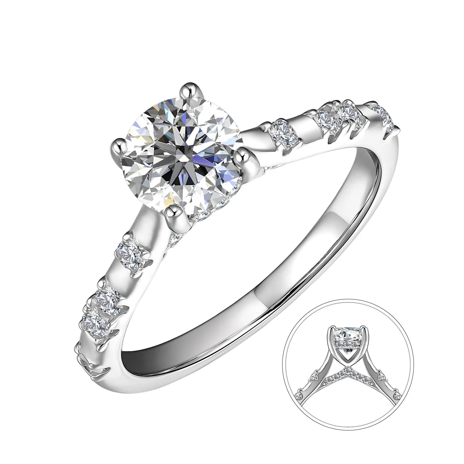 Ideal Cut 1ct - 2ct Lab Grown Gemstone Jewelry 925 Silver Unique Solitaire Wedding Engagement Ring for Women Destiny Jewellery