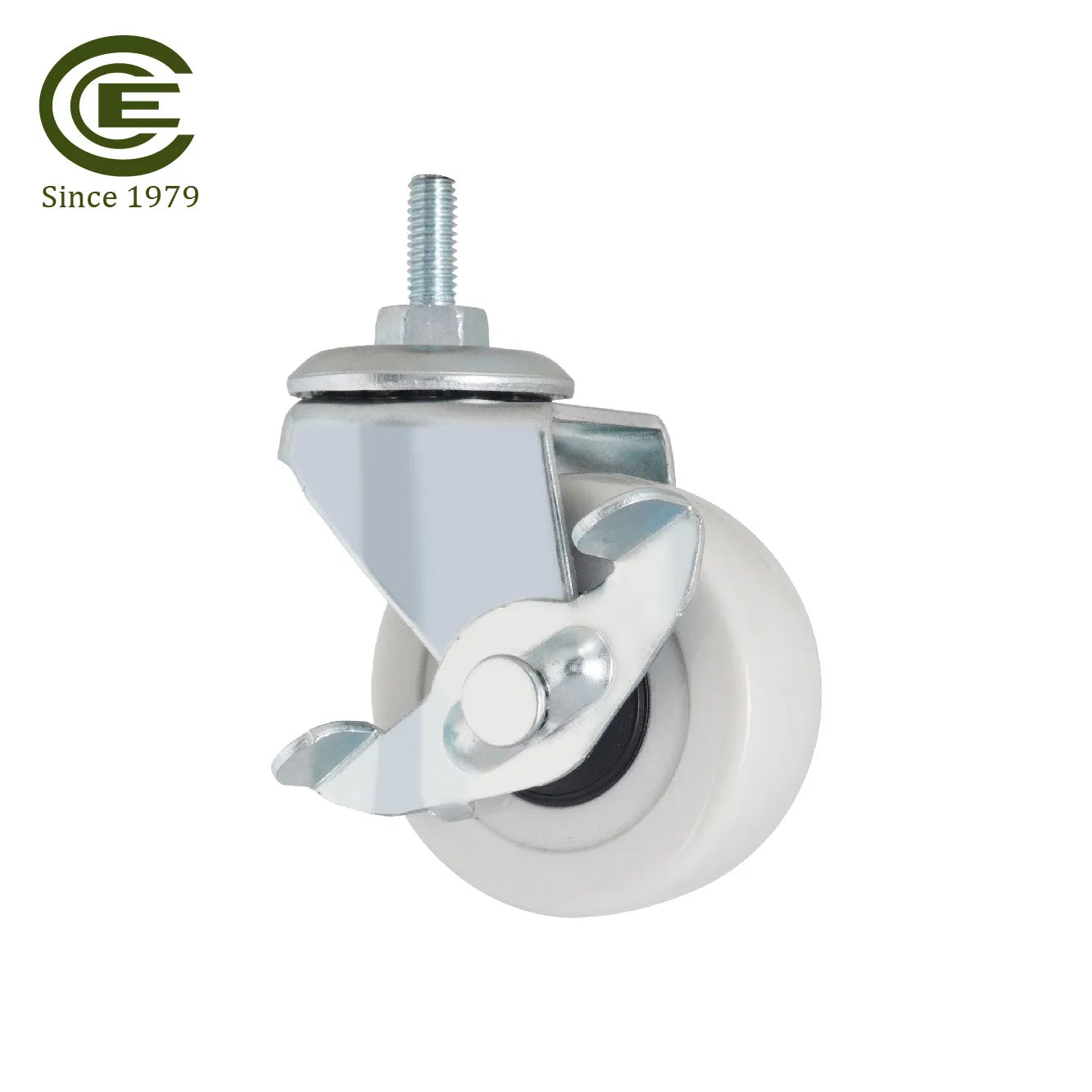 Customizable Light Duty Industrial Caster Grey 2 Inch Swivel PVC Side Brake Bearings M6 X 15mm Threaded Stem Living Room School