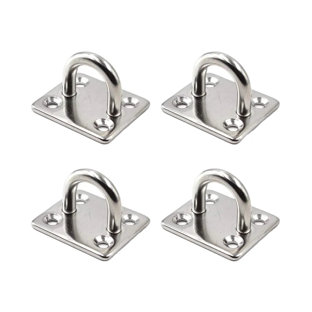 Heavy Duty 1/4\" 6mm 304 Polished Stainless Steel Square Ceiling Wall Mount Hook for Yoga Swings Boat Rigging Marine Deck