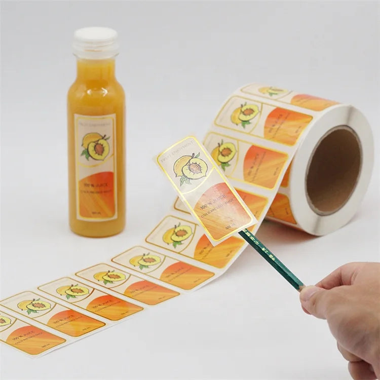 Custom Design Printed Vinyl Waterproof Adhesive Juice Glass Bottle Bottled Beverage Labels for Bottle Sticker