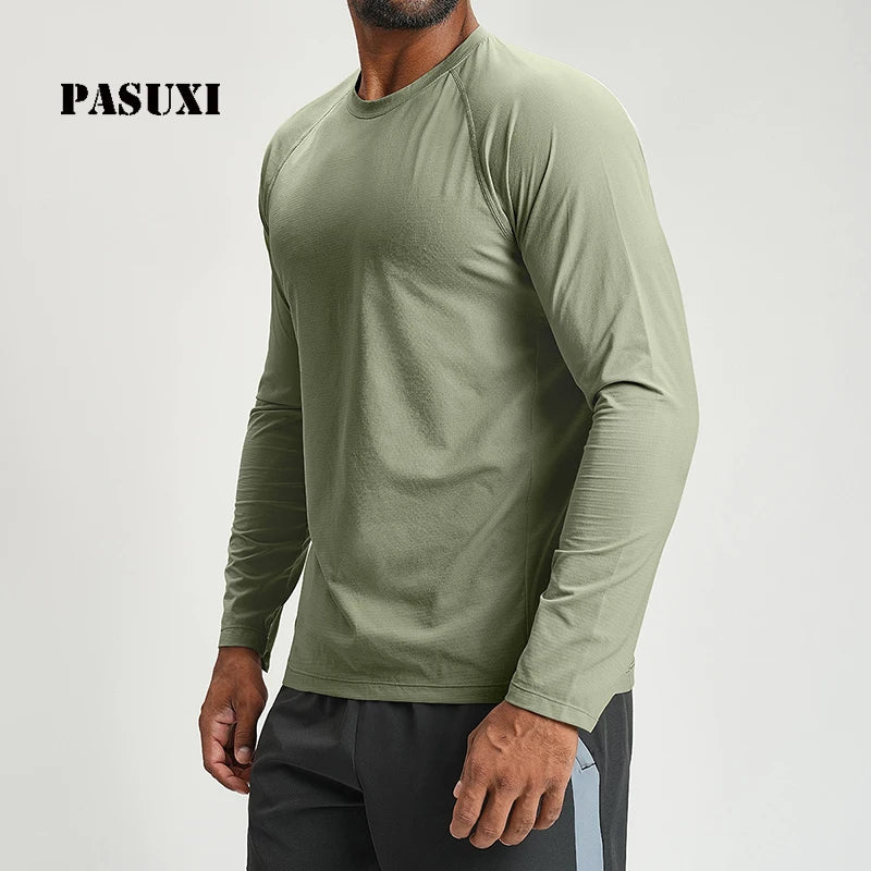 PASUXI Wholesale Quick Dry Breathable Men's Sports T-Shirt Outdoor Hiking Gym Fitness Home Wear Long Sleeve MegaBDM
