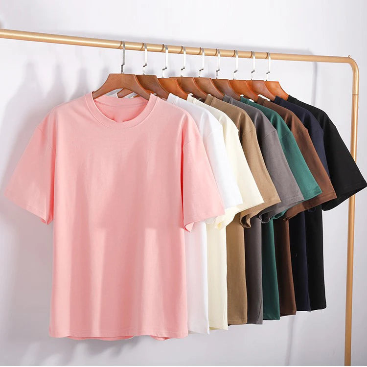 Bangladesh China Factory Price American Style Heavyweight Cotton Drop Shoulder T Shirt Oversized Solid Color Unisex T Shirt