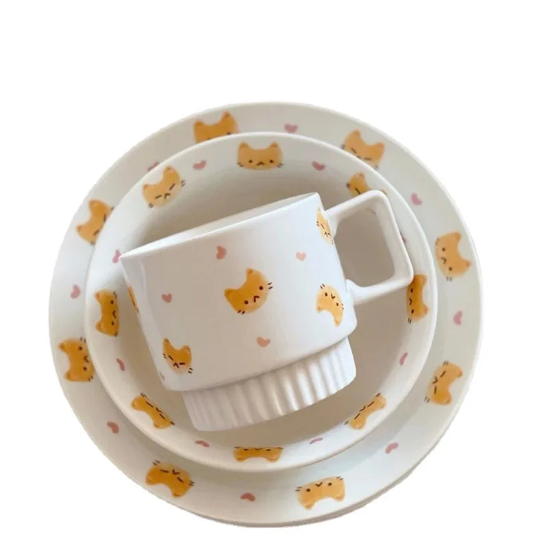 Wholesales Ceramic Tableware Set Stacked Mug Porcelain Household Kid Children Table Set