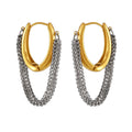 Hip Hop Style Women Punk Fashion Personalized Jewelry PVD 18K Gold Plated Stainless Steel Tassel Chain  Hoop Earrings for Women