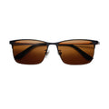 Titanium Retro Polarized Half Sunglasses with Silver Black Frame and Grey Lens Designer Glasses with Green Frame
