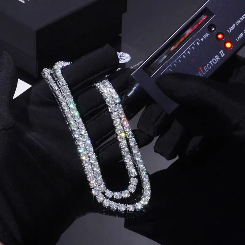 Same Day Shipping Wholesale Price Hip Hop Fine Jewelry Necklace 2MM 3MM 4MM 925 Sterling Silver D-VVS Moissanite Tennis Chain MegaBDM