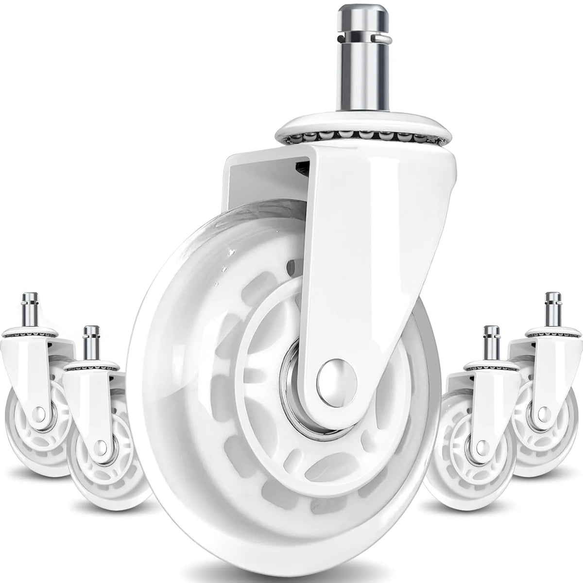 3 Inch 75mm PU Swivel Office Chair Casters Wheels with Silent Roller Bearing 50kg Heavy Duty for Hospital Bedroom Modern Design MegaBDM
