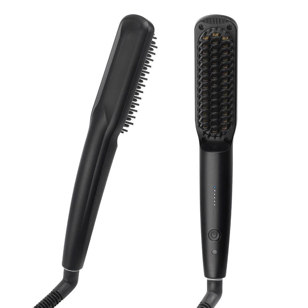 Premium Bulk Beard Combs Fast Heating Ceramic Mens Beard Mustache Hair Straightening Brush and Comb Set with logo