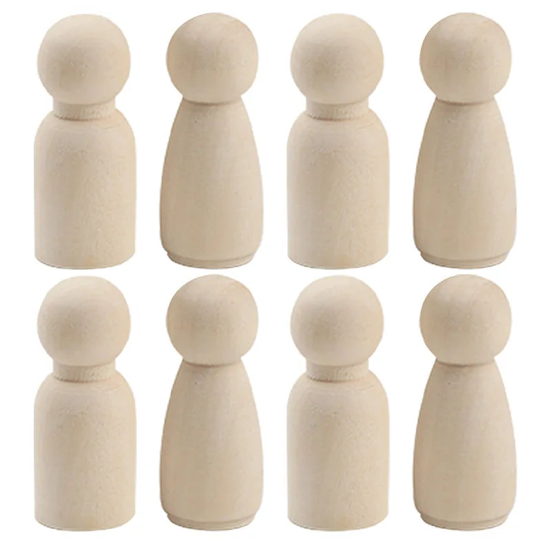 43mm Natural Wood Colored Small Wooden Man Hemu White Primed Wooden Puppet Children's Painted Family Wooden Doll MegaBDM